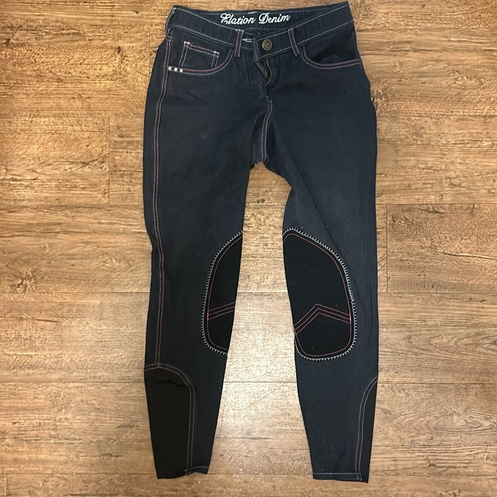 Elation Denim Premium Riding Wear Pants with Pink Stitching